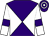 Purple and white diabolo, white sleeves, purple armlets, purple and white hooped cap (Dubai Thoroughbred Racing)