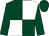 Dark green and white (quartered), dark green sleeves and cap (Mr Robin Blunt)