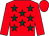 Red, dark green stars, red sleeves and cap (Mr D Carroll)