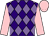 Purple & mauve diamonds, pink sleeves & cap (L F Curtin)