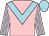 Pink, light blue chevron, striped sleeves, light blue cap (Mrs Mary M Hayes)