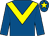 Royal blue, yellow chevron, royal blue cap, yellow star (Mrs V Osborne)
