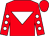 Red, white inverted triangle, white spots on sleeves, red cap (W Drew)