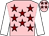Pink, maroon stars, white sleeves (Jamie & Lucy Hart)
