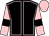 Black, pink seams, pink sleeves, black armlets, pink cap (Mr N A Jackson)