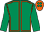 Emerald green, orange seams, emerald green sleeves, orange cap, emerald green spots (Dr P I M Moran & Colland)