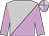 Silver and lilac diagonal halves with silver and lilac sash, lilac sleeves, quartered cap (Stall Nizza)