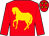 Red, gold horse, red sleeves, red cap, gold stars (Scuderia Raber)