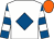 White, royal blue diamond, royal blue and white hooped sleeves, orange cap (Twenty Four Seven Recruitment)
