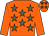 Orange, olive green stars, orange sleeves (Mr S A Helaissi)