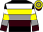 Black, white, yellow, grey & brown hoops, yellow cap, grey hoops, brown peak (Eerc (mngr: Mrs Rebecca Byrne))