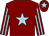 Maroon, light blue star, striped sleeves and star on cap (Miss Sally R Haynes)