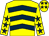 Yellow, dark blue chevrons, yellow sleeves, dark blue stars and stars on cap (Mr David Robey)