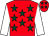 Red, dark green stars, white sleeves (Mr Wayne Hennessey)