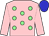 PINK, light green spots, pink sleeves, blue cap (Mrs S Ricci)