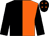 Black and orange (halved), black sleeves, black cap, orange stars (Mrs P M Shirley-beavan)