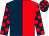 Dark blue and red (halved), checked sleeves and cap (Mrs Clare Moore)