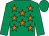 Emerald green, orange stars, emerald green sleeves and cap (Ten Green Bottles I)