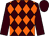 Brown and orange diamonds, brown sleeves and cap (Mr C E Brittain)