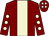 Maroon, beige stripe, maroon sleeves, beige spots and spots on cap (Simms, Blackburn & Candy)