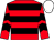 Red, black hoops, chevrons on sleeves, white cap (Mrs Marilyn Scudamore)