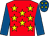 Red, yellow stars, royal blue sleeves, royal blue cap, yellow stars (Mrs T Burns & J S Moore)