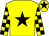 Yellow, black star, checked sleeves, yellow cap, black star (Mr C McGuckin)