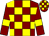 Maroon and yellow check, maroon sleeves, yellow armlets (Mr Gary Attwood)