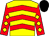Yellow, red chevrons, red sleeves, yellow diamonds, black cap (Paul Dean & The Mitchum Swagger P'ship)
