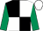Black and white (quartered), emerald green sleeves, white cap (Dr Hugh Jones & Partner)