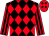 Black and red diamonds, red and black striped sleeves, red cap, black diamonds (Mr Adrian Evans)