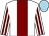 White, maroon stripe, striped sleeves, light blue cap (Mr Billy Parker)