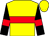 Yellow, red hoop, black sleeves, red armlets (Mrs S Bambridge)