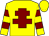 Yellow, maroon cross of lorraine, hooped sleeves (Mr David C Young)