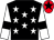 Black, white stars, white sleeves, black armlets, red cap, black star (Hanham Boys Racing Partnership)