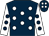 Dark blue, white spots, dark blue spots on white sleeves and cap (Cotton, Conway)