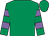 Emerald green, mauve hooped sleeves (Mr Conor Dore)