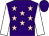 Purple, pink stars, white sleeves, purple cap (C B Brookes)