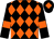 Black and orange diamonds, black sleeves, orange armlets and diamond on cap (Mr Geoff Pacey)