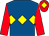 Royal blue, yellow band of diamonds, red sleeves and cap, yellow diamond (Chrigor Stud (pty) Ltd (nom: Mrs S Hattingh) & Ven)