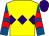 Yellow, purple triple diamond, royal blue and red chevrons on sleeves, purple cap (Mr Wing Kwong Ng)