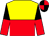 Yellow and red (halved horizontally), black and red halved sleeves, quartered cap (Lightning Charlie Partnership)