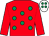 Red, emerald green spots, red sleeves, white cap, emerald green spots (Jim Beaumont & Douglas Pryde)