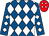 Royal blue & white diamonds, red cap, white diamonds (Sean Patrick Dunne)
