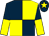 Dark blue and yellow (quartered), halved sleeves, dark blue cap, yellow star (Mr Simon Bean)