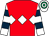 Red, white triple diamond, white and dark blue hooped sleeves, white and emerald green hooped cap (Mr Harold Nass)