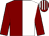 Maroon and white (halved), maroon sleeves, striped cap (Anthony Coyne)