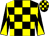 Black and yellow check, diabolo on sleeves (Macable Partnership)