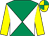 Emerald green and white diabolo, yellow sleeves, yellow and emerald green quartered cap (Mr Alan Murray)