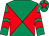 Emerald green and red diabolo, chevrons on sleeves, emerald green cap, red star (Mr G Roddick)